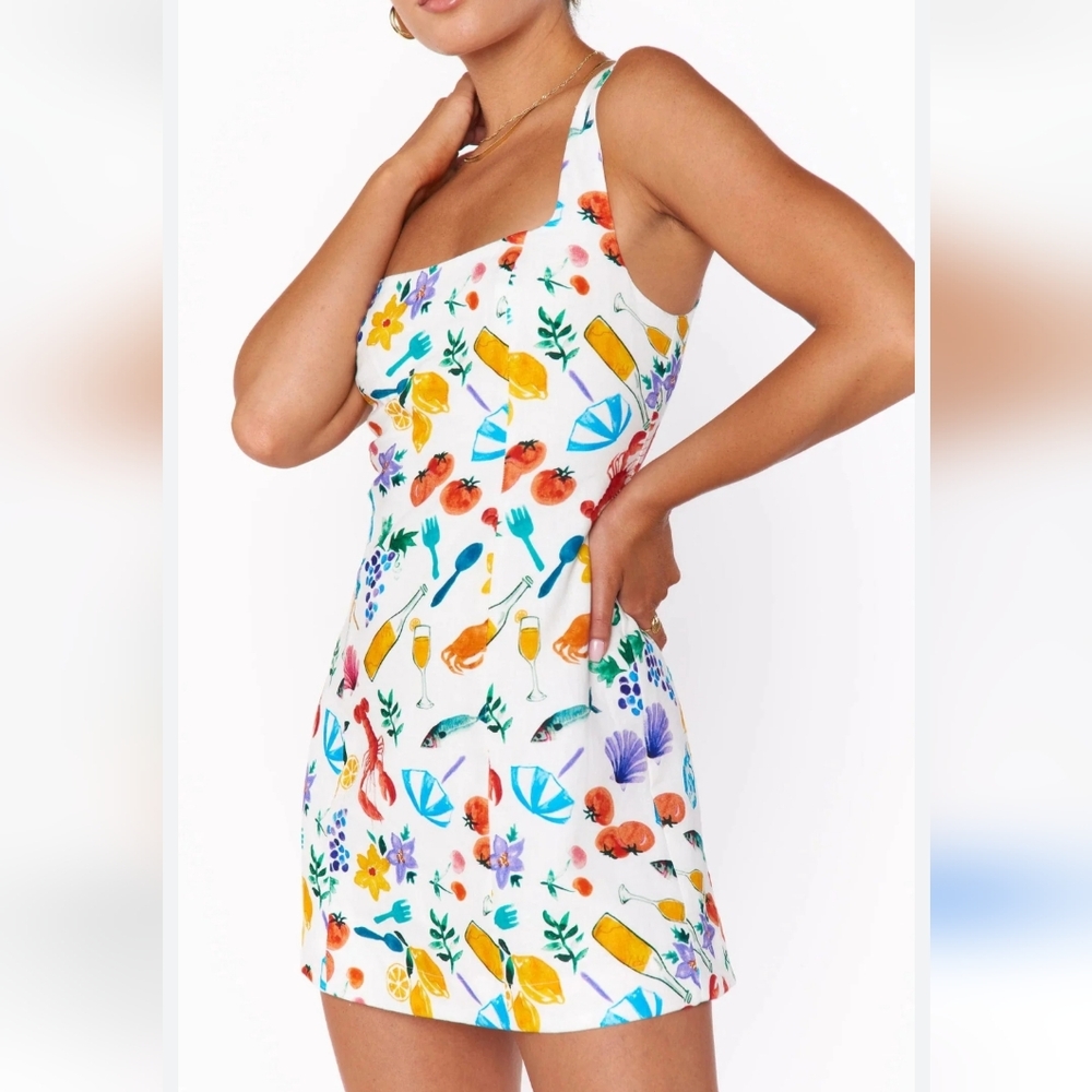 Show Me Your MuMu Steph Mini italian Pinic Mini Dress, Linen Shell